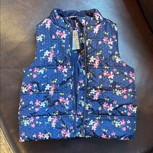 GAP Kids Floral Puffer Vest - Blue and Pink